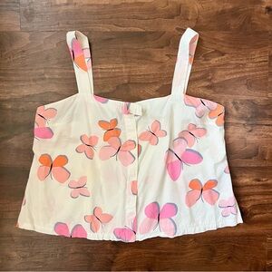 Kate Spade Dream A Little Dream Sleeveless Butterfly Print Pajama Top Size L